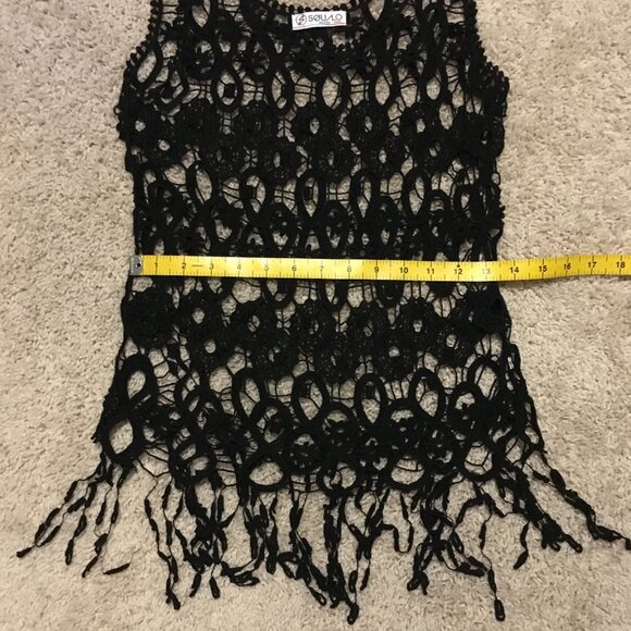 Vintage Bohemian Black Loose Crochet Lace Top - Picture 13 of 15